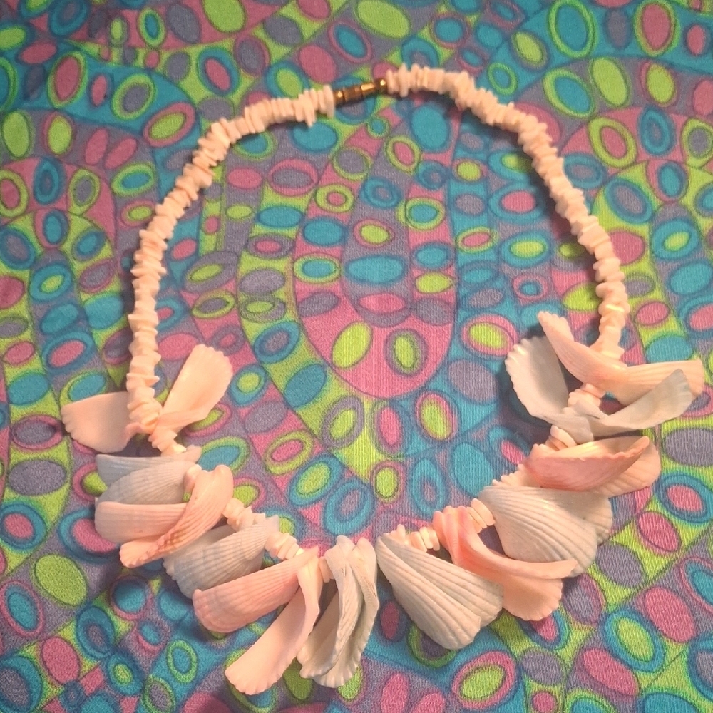 Pink and Cream Puka Shell Statement Necklace
